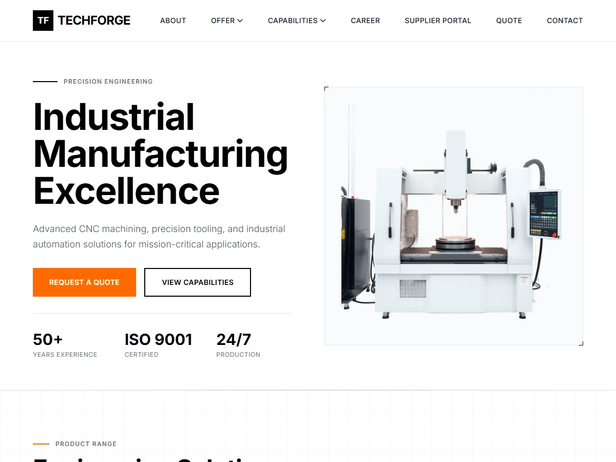 Wariant Inżynierski strony głównej dla Artur Industry